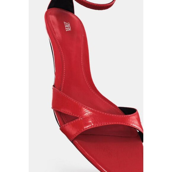 ZARA LEATHER ANKLE STRAP SANDALS - Picture 8 of 8